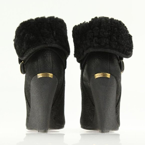 BURBERRY Fowler Shearling Wedge Ankle Boots - Picture 5 of 7